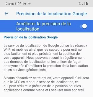 Samsung — Précision de localisation Google