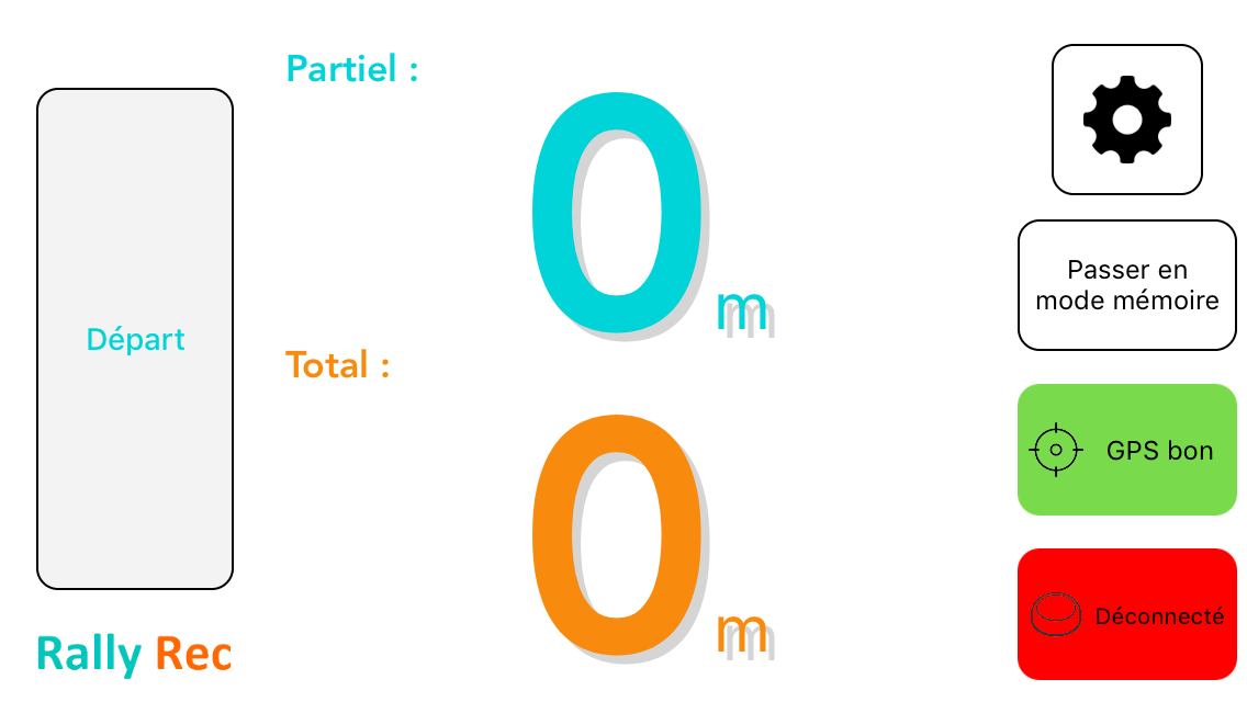 Application Rally Rec — écran d'accueil